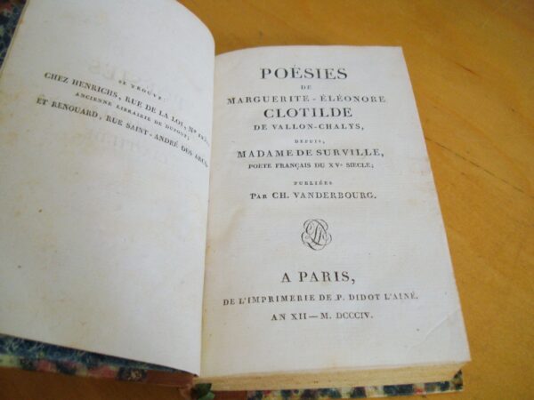 Poésies de Clotilde de Vallon-Chalys depuis Madame de Surville poète du XVe 1804