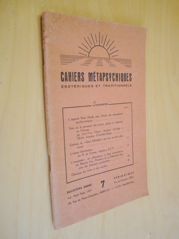 Cahiers métapsychiques ésotériques et traditionnels n°7 1951