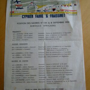 Compagnie de navigation Cyprien Fabre Fraissinet Position des navires n°134 1950