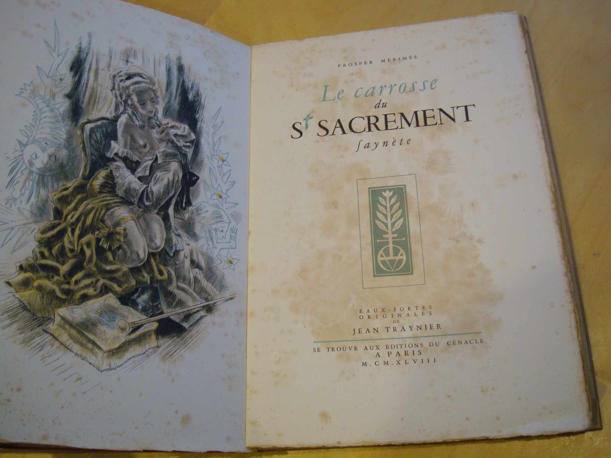 Prosper Mérimée Le carrosse du Saint-Sacrement Saynète Eaux-fortes de Jean Traynier 1947 tirage numéroté sur Vélin de Lana – Image 4