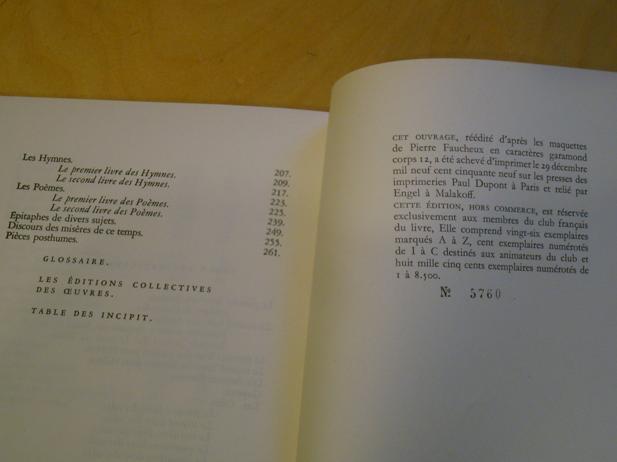 Pierre de Ronsard Oeuvres choisies Club du livre français 1960 – Image 4