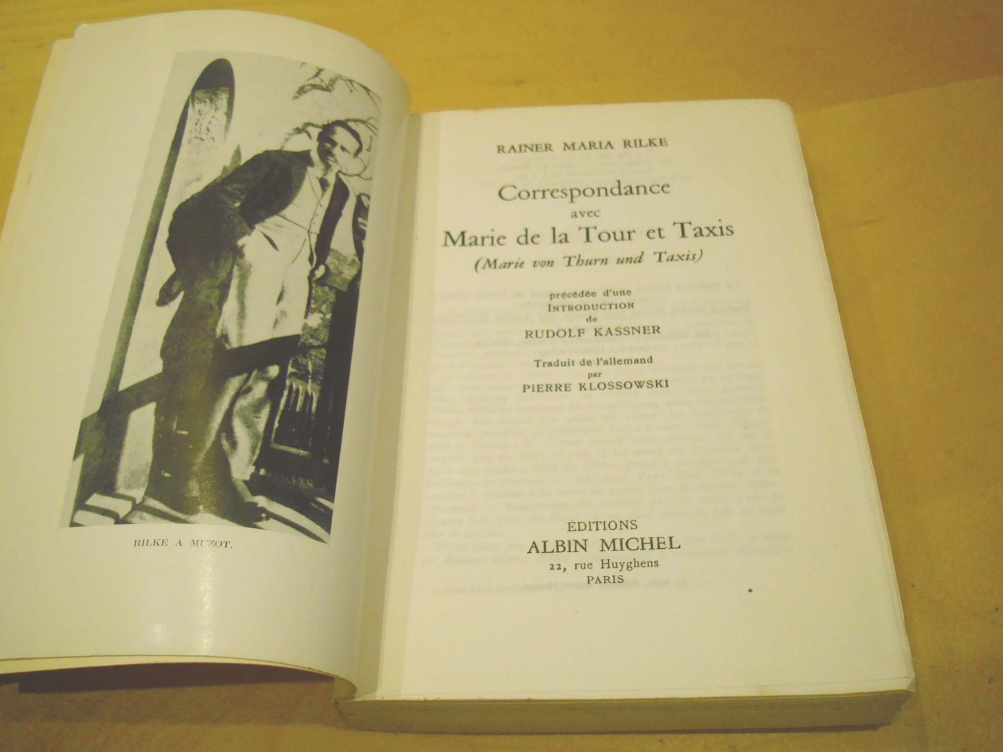 Rainer Maria Rilke Correspondance avec Marie de la Tour et Taxis Introduction de Rudolf Kassner traduction de l'allemand par Pierre Klossowski 1960 – Image 3