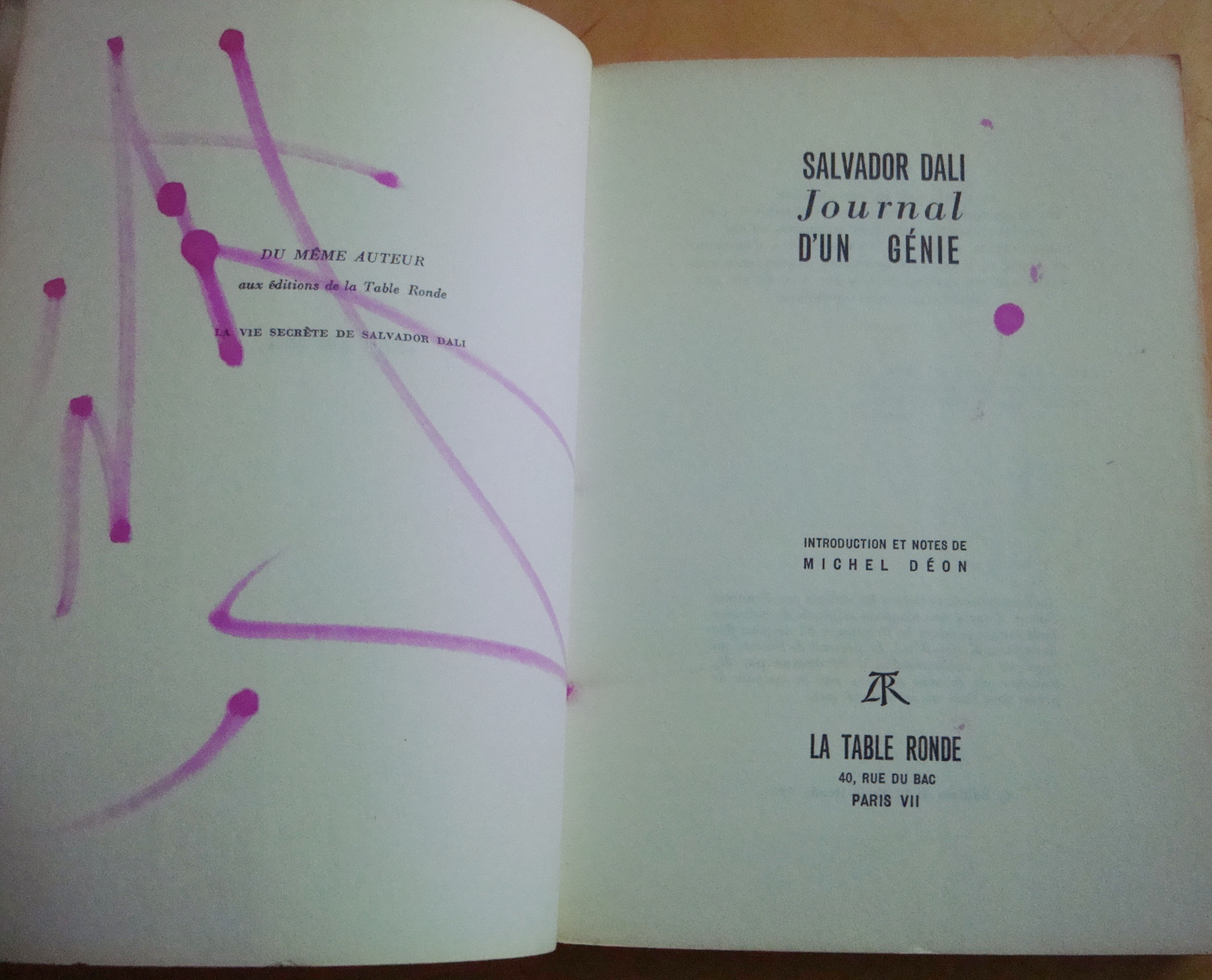 Salvador Dali Journal d'un génie éditions La Table Ronde 1964 signature de Dali – Image 3