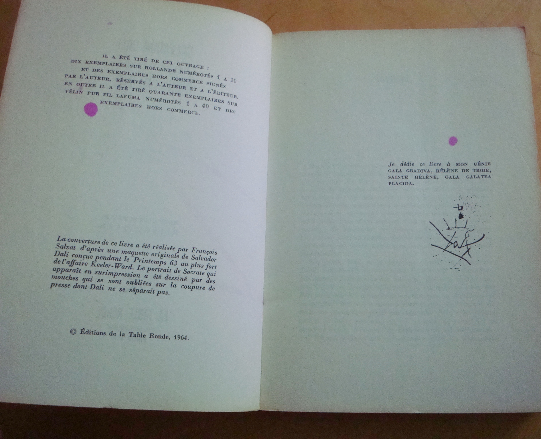 Salvador Dali Journal d'un génie éditions La Table Ronde 1964 signature de Dali – Image 2