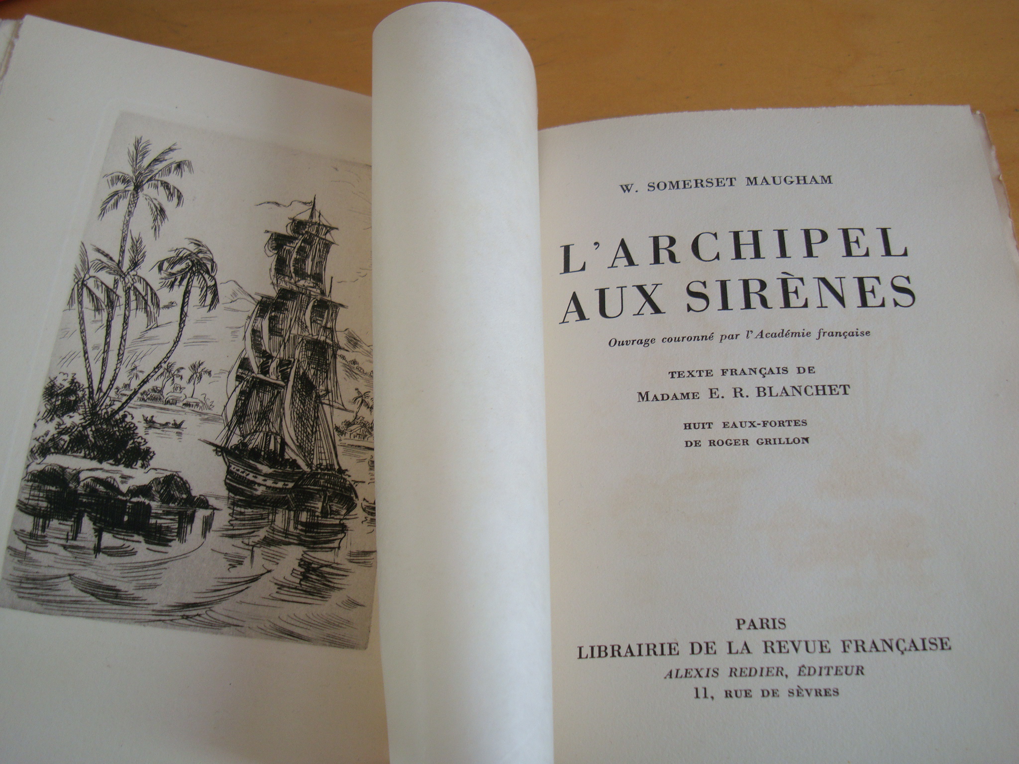 W. Somerset Maugham L'Archipel aux sirènes texte français de Madame Blanchet Huit eaux-fortes de Roger Grillon Tirage numéroté – Image 3