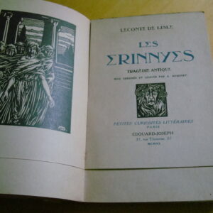 Leconte de Lisle Les Erinnyes Tragédie antique Bois A. Bouchet 1920 tirage numéroté sur Japon